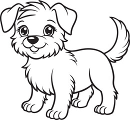 Cute Dog Doodle Coloring Page Character for Kids' Activities