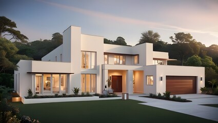 Fototapeta premium A majestic newly built house with a finished plaster.generative.ai 