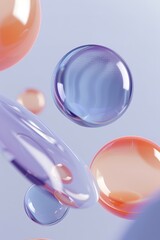 3D abstract pastel bubbles wallpaper with soft glow and subtle reflections