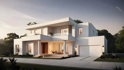 Fototapeta premium A majestic newly built house with a finished plaster.generative.ai 