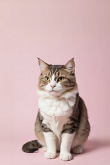 Obraz premium A cat sits against a plain background