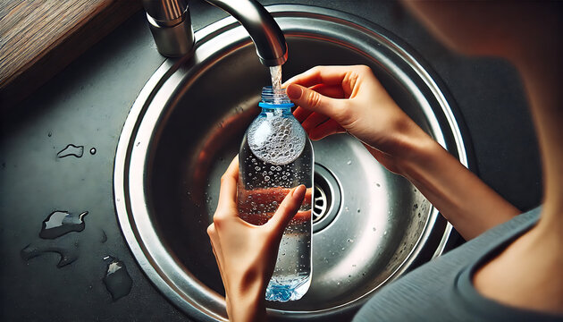 hydratation et durabilit&eacute; : remplir une bouteille d'eau