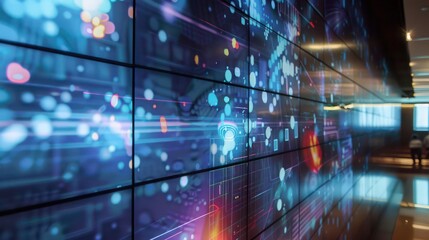 Screen wall incorporating an interactive digital display, customizable with images or patterns