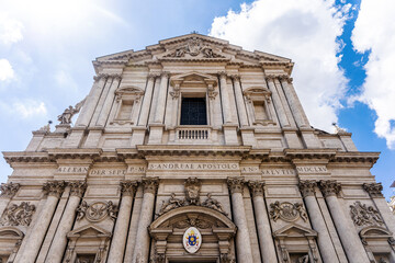 Facade of the Basilica Sant'Andrea della Valle, a Roman Catholic Renaissance church built in 17th...