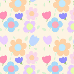 seamless pattern with flowers.
Seamless picture of flowers in a cute style, used as backgrounds, wallpapers, patterns.