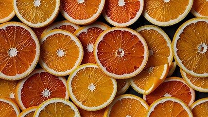 Many colorful orange slices seamless pattern background illustration.