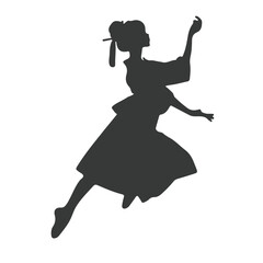 Silhouettes of dancers of Japanese theater Kabuki and silhouettes of geisha, Japanese dancer silhouettes