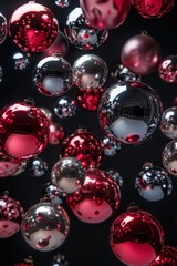 Red balls on black Background. postcard, banner, Design