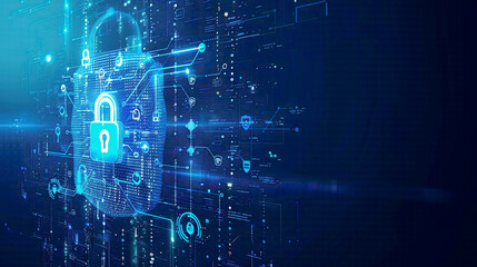 Obraz premium Cyber security and information protection concept future technology web services for business and internet projects digital lock icons and network connections 
