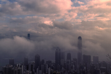 Fototapeta premium morning clouds and fog. Hong Kong.