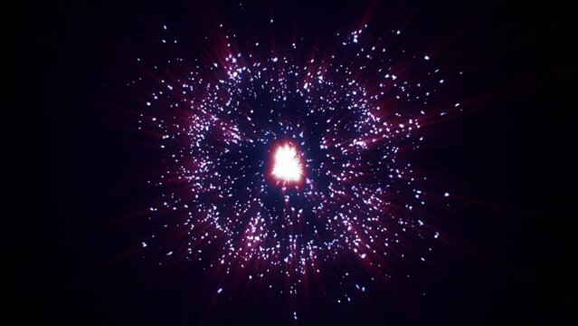 Magical sphere on a blue background with red rays emanating from the sphere. 3d render of abstract art video animation with surreal fantasy magic sphere ball.