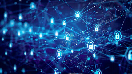 Fototapeta premium Cybersecurity and information security online data protection concept featuring lock icons and digital connections 