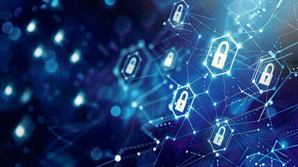 Cybersecurity and information security online data protection concept featuring lock icons and digital connections 