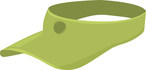 Green sun visor protecting its wearer from sunlight during summer activities like tennis or golf