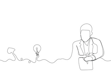 Sketch outline concept minimal business man in drawing continuous line art. male business concept success talent hand drawn with white ioslated background. Abstract,vector,illustration.