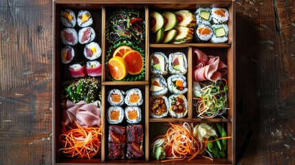 Sets of rolls and Sushi, delicious healthy Asian Food. Image for cafe menu, Banner