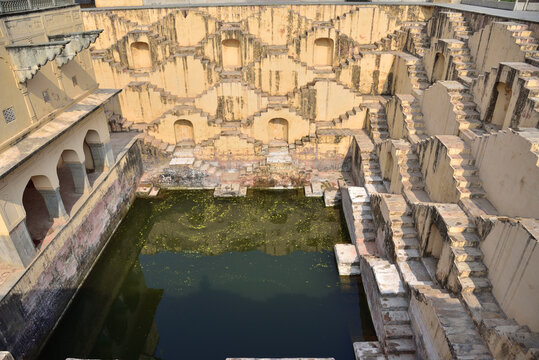 Panna Meena Ka Kund Stepwells is the most famous landmark in Jaipur, India