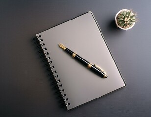 サボテンが飾られたテーブルでノートを広げる