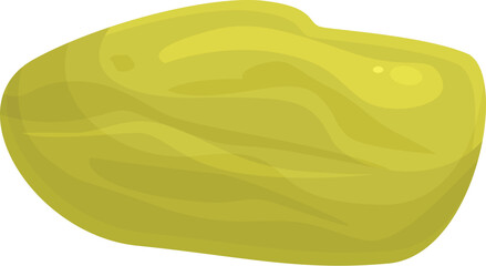 Big green stone showing rough textured surface with light reflections, isolated on a white background