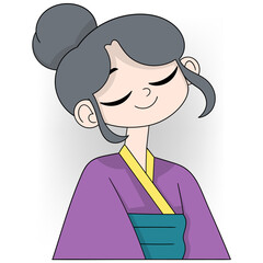 Friendly Japanese Woman in Traditional Attire with a Gentle Smile