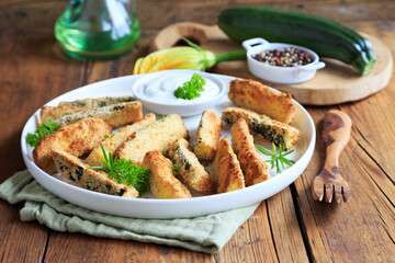 Zucchini Pommes mit Dip aus der Heißluftfritteuse