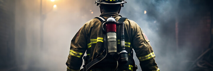 Naklejka premium firefighter fireman first responder emergency heroic smoke fire