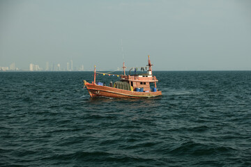 Fototapeta premium traditional thai fishing boat in the sea