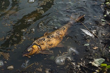 Fototapeta premium Dead Fish in Murky Water