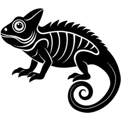 create chameleon silhouette vector for micro stock