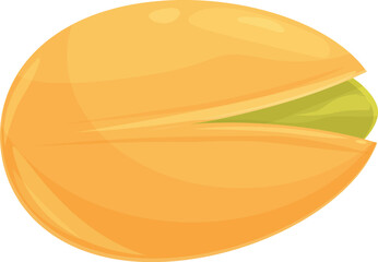 Pistachio nut isolated on white background is showing green kernel