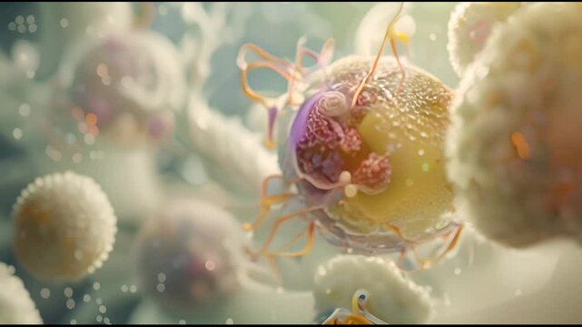 Phagocyte carrying out the process of phagocytosis. Macrophage Performing Immunological Functions in Cellular Environment.