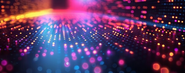 Fototapeta premium Neon dots forming geometric patterns