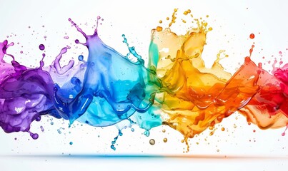 Abstract rainbow splash on white