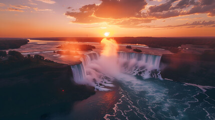 Fototapeta premium Niagara Falls on sunset 