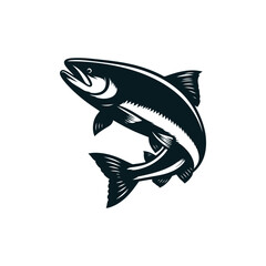 Salmon or trout fish icons of vector design Salmon fish silhouette in vector illustration