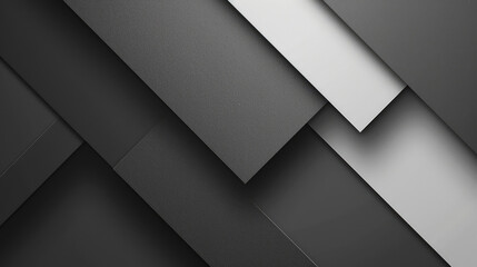 Overlapping rectangular panels in shades of black, gray, and white create a modern, minimalist geometric design with a textured surface.