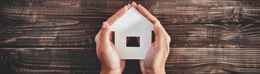 Hands holding a paper house, conveying protection of family home through life insurance