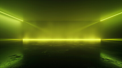 Futuristic Green Room with Minimalist Lighting