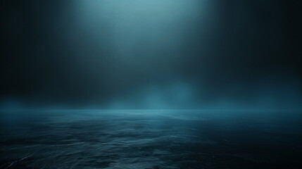 Fototapeta premium Dark moody atmosphere over frozen cracked ice surface. Empty room with copy space for design