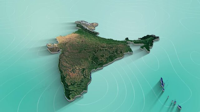 India Map Animation.  Abstract geometric futuristic concept Map of India.
