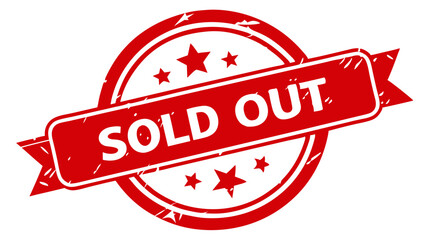 Red "SOLD OUT" stamp, star border, white background