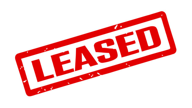 Red "LEASED" stamp, rectangular design, white background