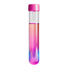 Colorful test tube with a pink cap containing a gradient liquid, reflecting modern scientific experimentation and laboratory analysis.