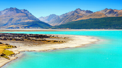 Glacial lake in the mountains 