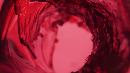 Slow motion Red grape Juice pours into a glass forming a beautiful wave. High quality FullHD footage