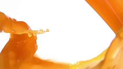 Close-up of an appetizing wave of orange juice swirls inside the glass. High quality 4k footage - Powered by Adobe