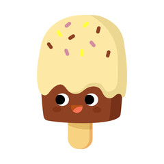 Cute ice cream cartoon, Sweet summer dessert