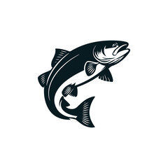 Fototapeta premium Salmon or trout fish icons of vector design Salmon fish silhouette in vector illustration