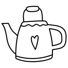 Hand drawn illustration of fashion teapot. 