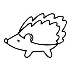 Hand drawn vector illustration of a cute funny hedgehog.